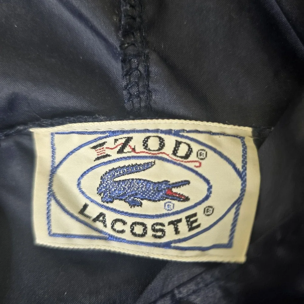 Vintage Izod Lacoste Windbreaker Mens L‎ Navy Blue Nylon Anorak Pullover Hooded